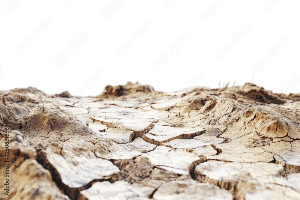 Poster close-up view of a dirt field with a clear blue sky in the background, ideal for use in outdoor or n