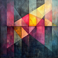 Fototapeta premium Colorful abstract geometric pattern on textured background, for modern art prints