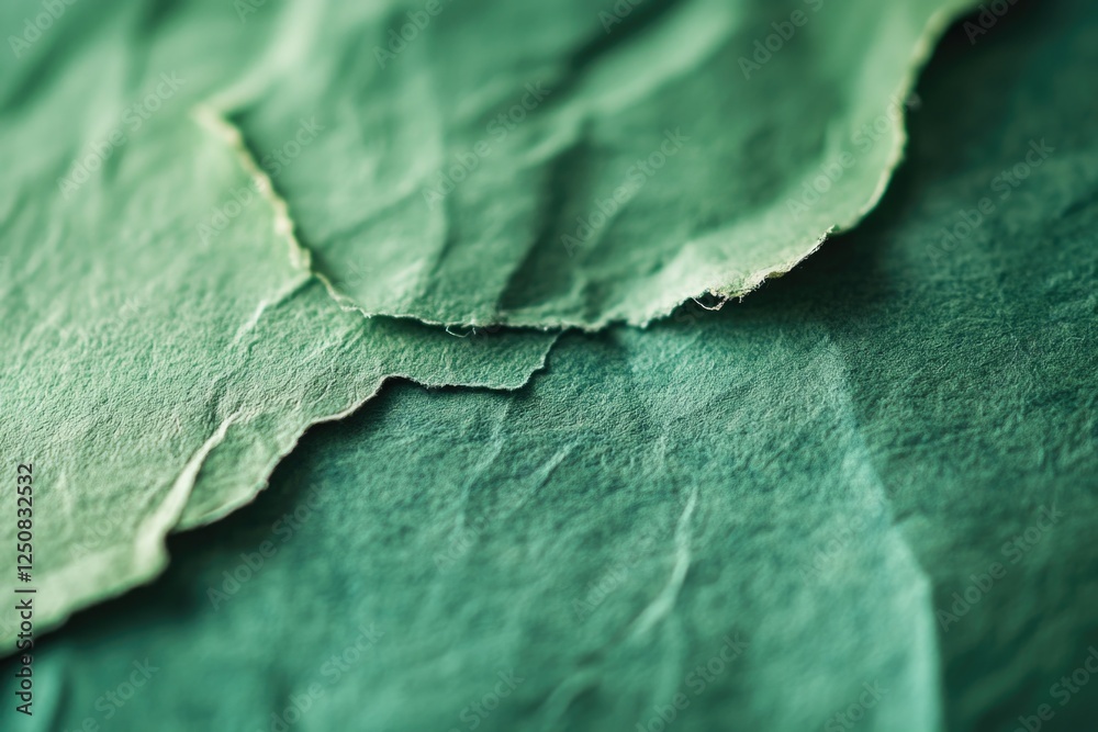 Aufkleber A detailed view of a fragment of green paper with texture and fibers visible