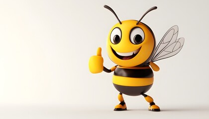 A Happy Cartoon Bee Giving a Thumbs Up