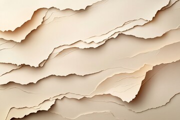 Fototapeta premium Abstract Beige Paper Layers Ripped Texture Background