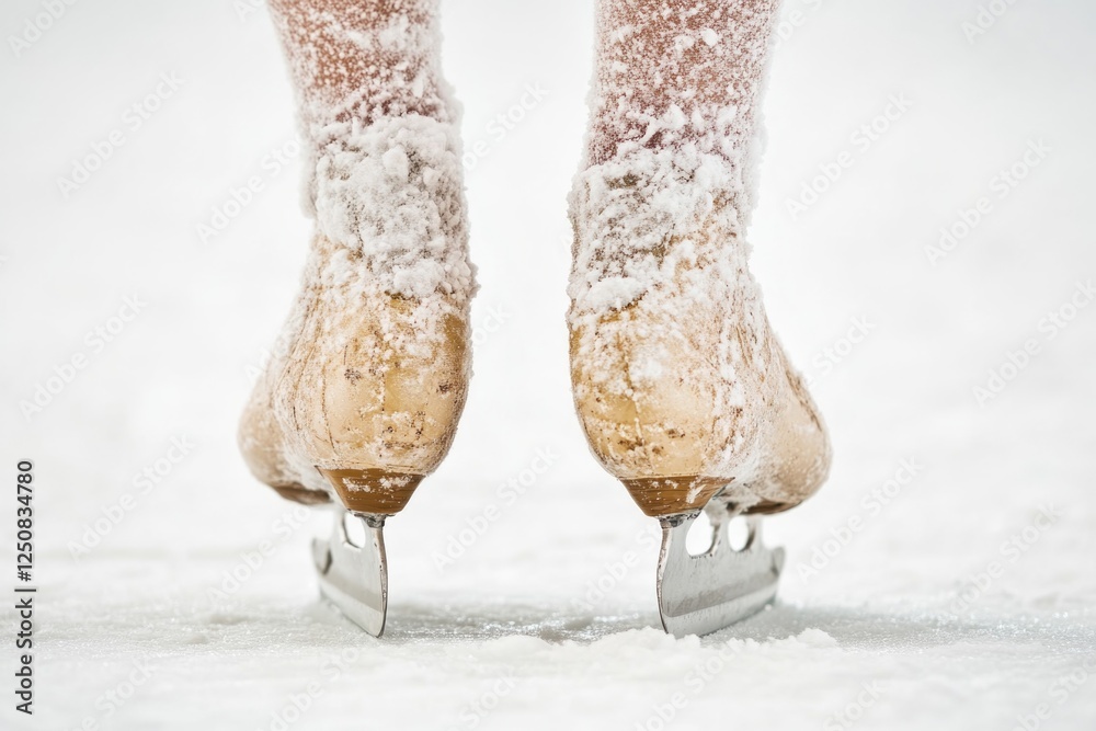 Aufkleber a pair of ice skates resting in the snow, ready for use