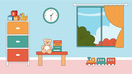Children's room vector illustration. Background