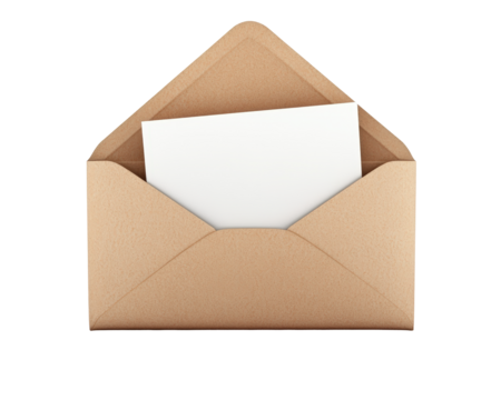 Isolated Natural Brown Envelope Partially Revealing a White Card