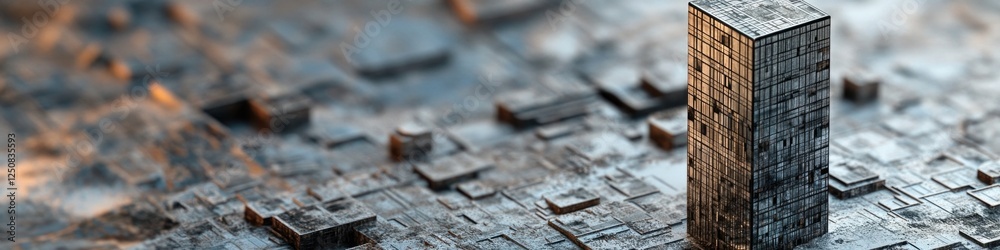 Poster Photograph of a city with a tall building in the background, suitable for use in urban planning or architecture projects