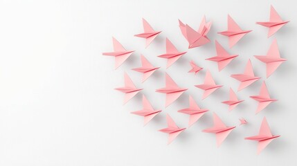 Origami Birds in Flight, delicate paper creations soaring gracefully, intricate doodle art blending with a serene minimalist backdrop, inviting imagination and tranquility