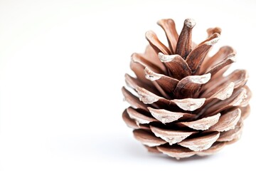 Close-up shot of a pine cone on a white surface, great for texture and nature photography