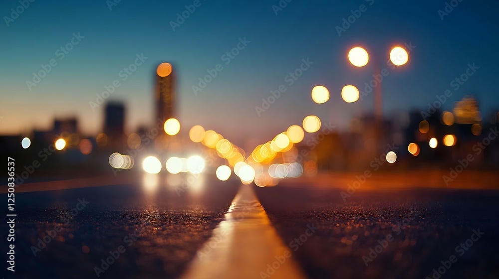 Aufkleber blurred city lights at night creating a dreamy urban scene with bokeh effect : generative ai