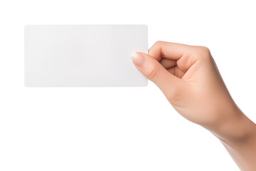 Fototapeta premium Female hand with blank paper isolated on transparent background, copy space.