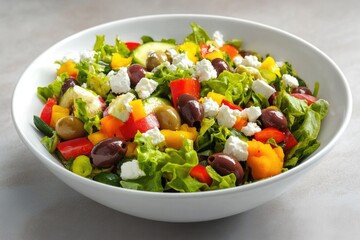 Fresh and healthy ingredients fill a white bowl