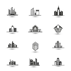 Set collection icon brand identity business building architecture logo design idea