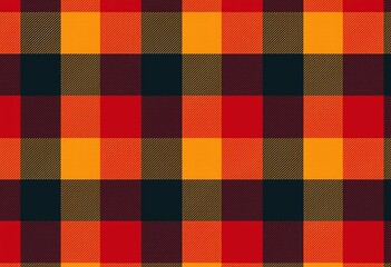 Trendy Fall Plaid Design: A Modern and Stylish Pattern Featuring Deep Reds, Burnt Oranges, and Golden Yellows, Perfect for Fashion, Textile Design, and Digital Art Projects.

