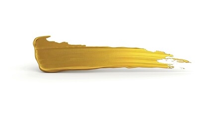 Single golden brush stroke of paint on a white background with ample empty space, showcasing minimalistic and elegant style. High-resolution