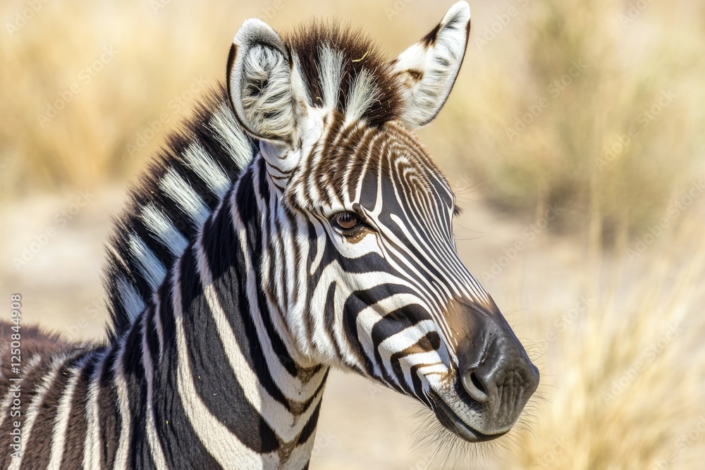 Poster a close-up photo of a zebra in a natural environment