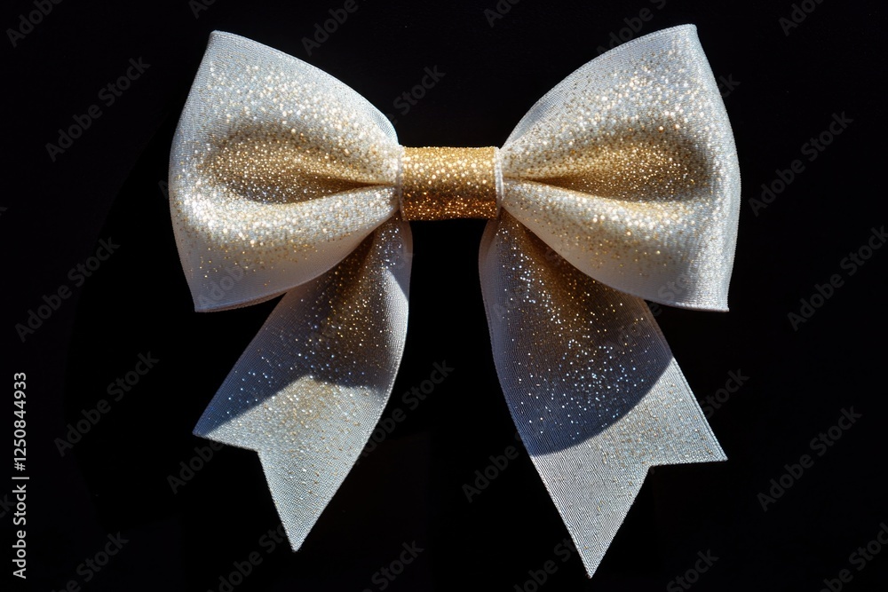 Poster a simple yet elegant design featuring a white and gold bow against a black background
