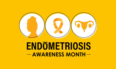 Endometriosis Awareness Month is observed every year in March to raise awareness about endometriosis, a chronic and often painful condition. Chronic pelvic pain, painful periods. Vector illustration.