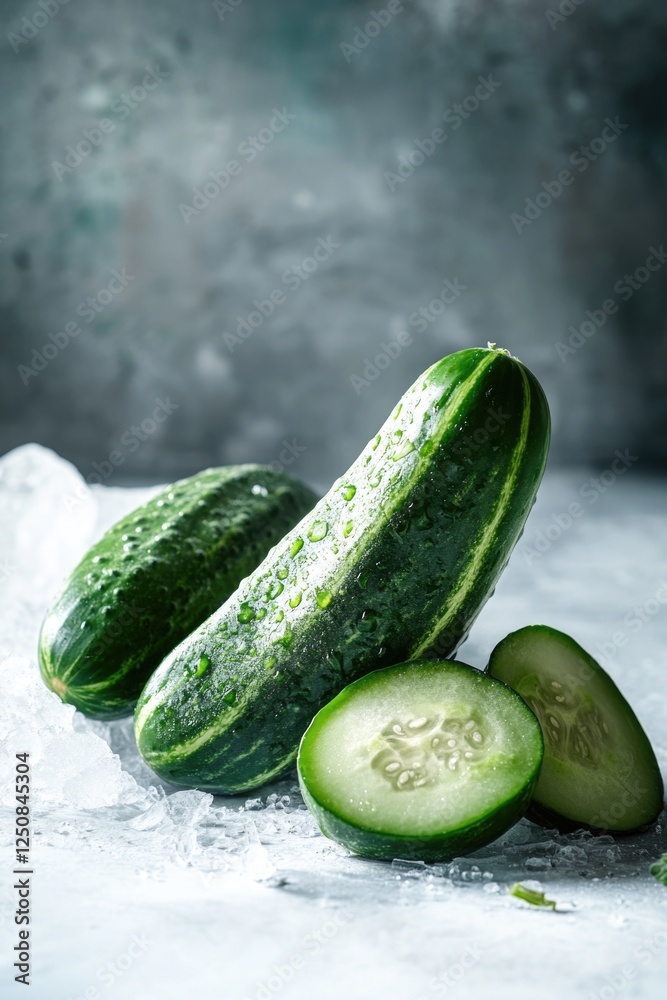 Poster a pair of fresh cucumbers sitting on a table, ready to be used in salads or snacks