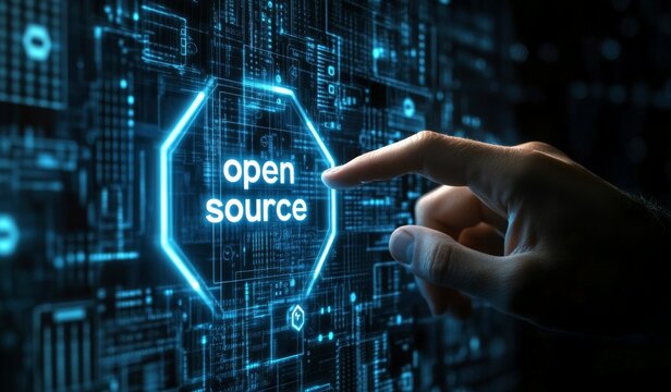 Open Source Technology Concept with Futuristic Digital Interface - Powered by Adobe