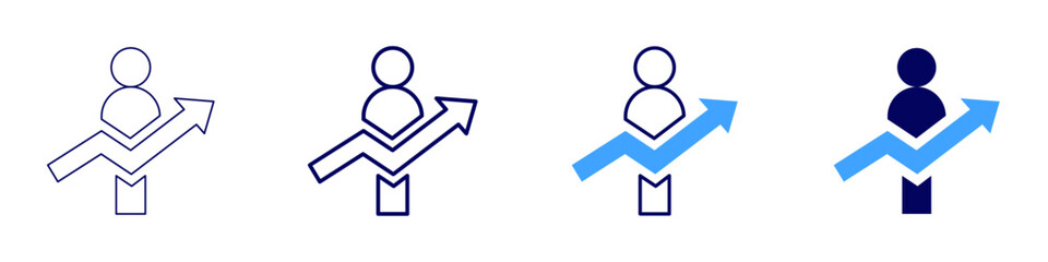 Progress evaluation icon in 4 different styles. Thin Line, Line, Bold Line, Duotone. Duotone style. Editable stroke