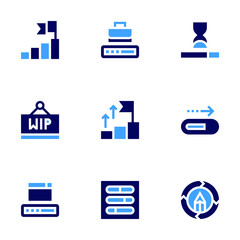 Progress icon set. Bold style. Duotone colors. goal, project, loadingbar, workinprogress, success, loading, creativeprocess