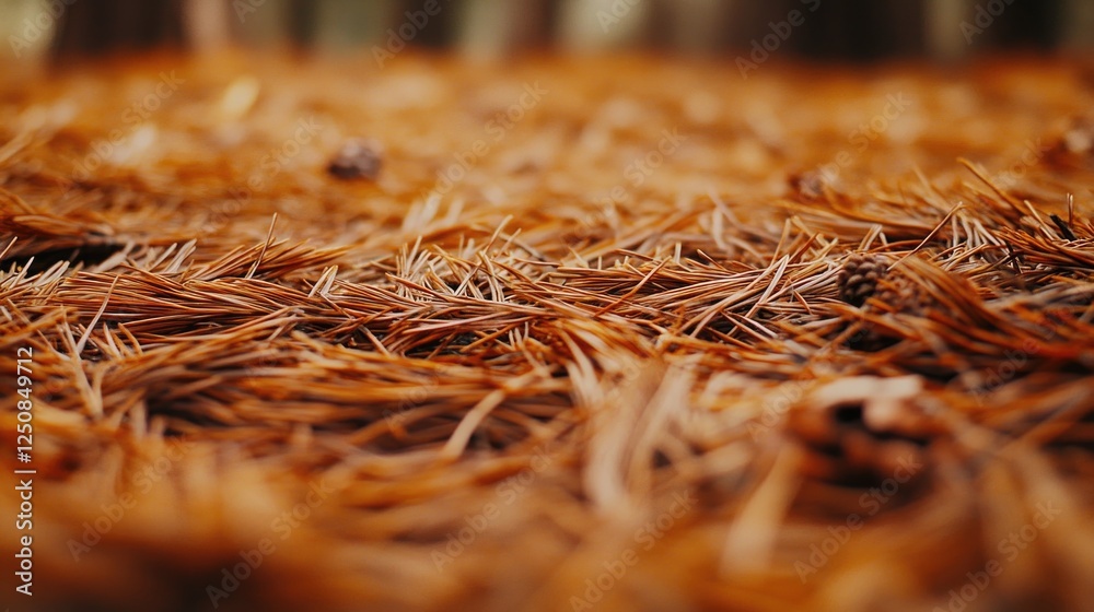 Poster a close-up view of a pile of pine needles, ideal for use in nature-themed designs or as a texture ov