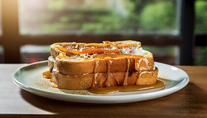 Indulge in sweet honey toast delight.  