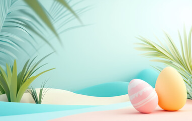 Obraz premium Colorful Easter Eggs Against a Blue Sky 