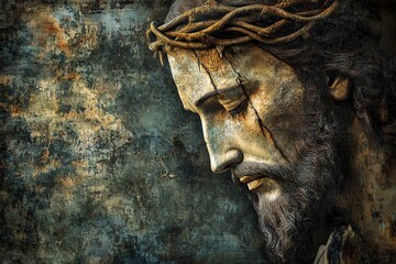 Easter. Jesus Christ, Son of God, crucifixion on the cross at Calvary, Friday. Christian symbol of faith, art illustration painted with watercolors