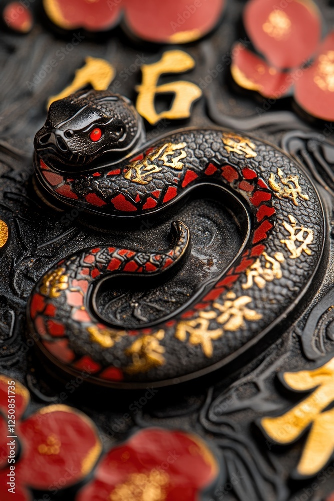 Aufkleber A close-up view of a snake lying on a table