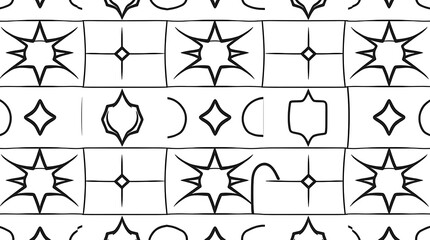 Geometric Line Art Pattern: Abstract seamless pattern featuring a captivating arrangement of geometric line art designs, creating a stylish and modern textile design.