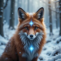 Obraz premium majestic fox in snow forest