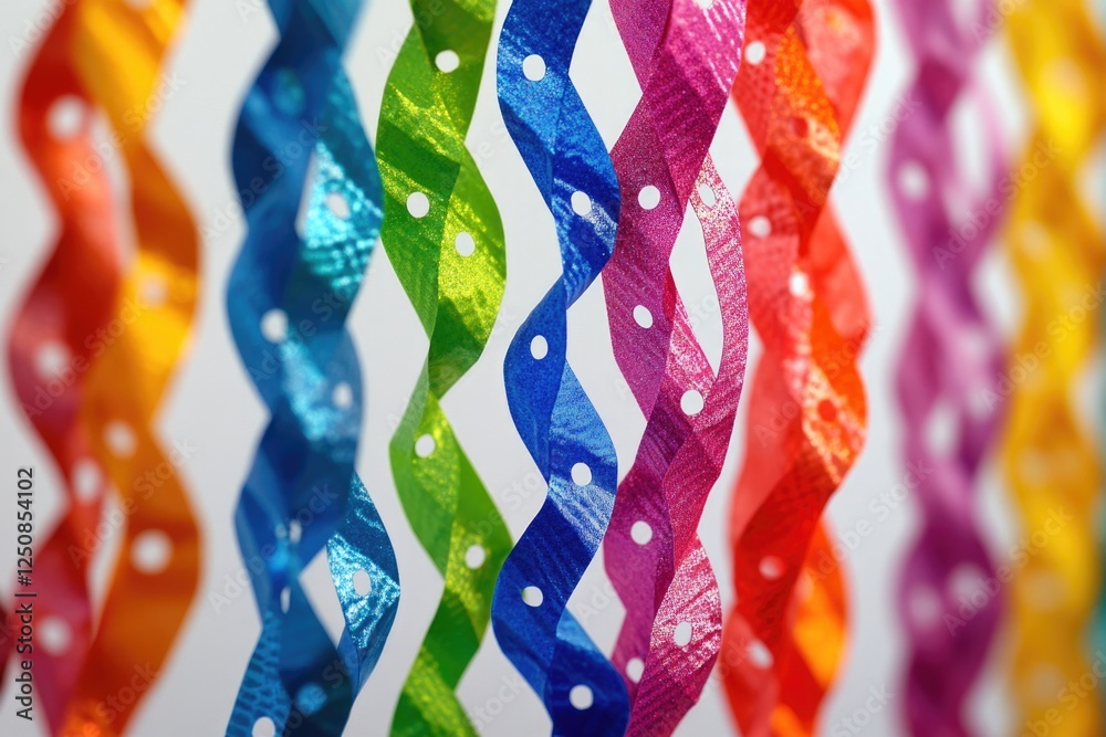 Poster a collection of multicolored ribbons captured in a tight shot