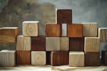 A stack of wooden blocks arranged neatly on a flat surface