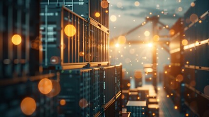 Stack of shipping containers representing global trade and logistics, symbolizing international commerce, import export, and supply chain management concepts.