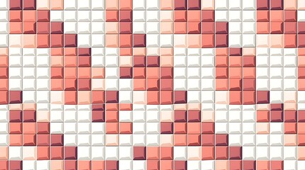 Fototapeta premium Abstract Coral Pixel Art: A seamless pattern of coral-toned squares creates a vibrant, abstract pixel art design. Perfect for backgrounds, textures, and digital art projects.