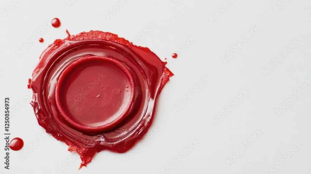 Poster a close-up shot of vibrant red paint on a white surface, ideal for use in design projects or photogr