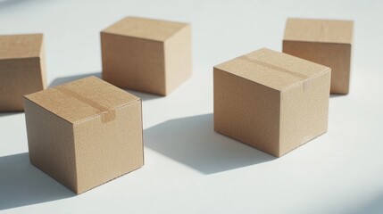 Group of brown boxes sitting on a table, suitable for office or storage scene