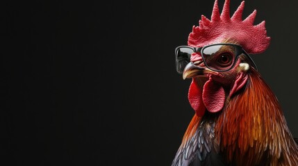Rooster Wearing Sunglasses with Space for Copy (Generative AI)