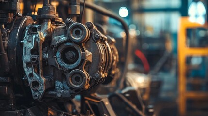 Fototapeta premium Detailed view of industrial machinery in a manufacturing setting