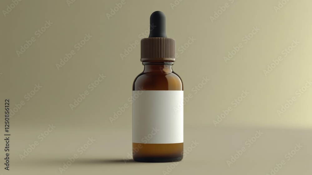 Aufkleber a brown bottle with a simple white label, suitable for use in product photography or as a prop in st