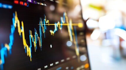 An analytical view of a digital stock market graph displaying financial trends and data fluctuations : Generative AI