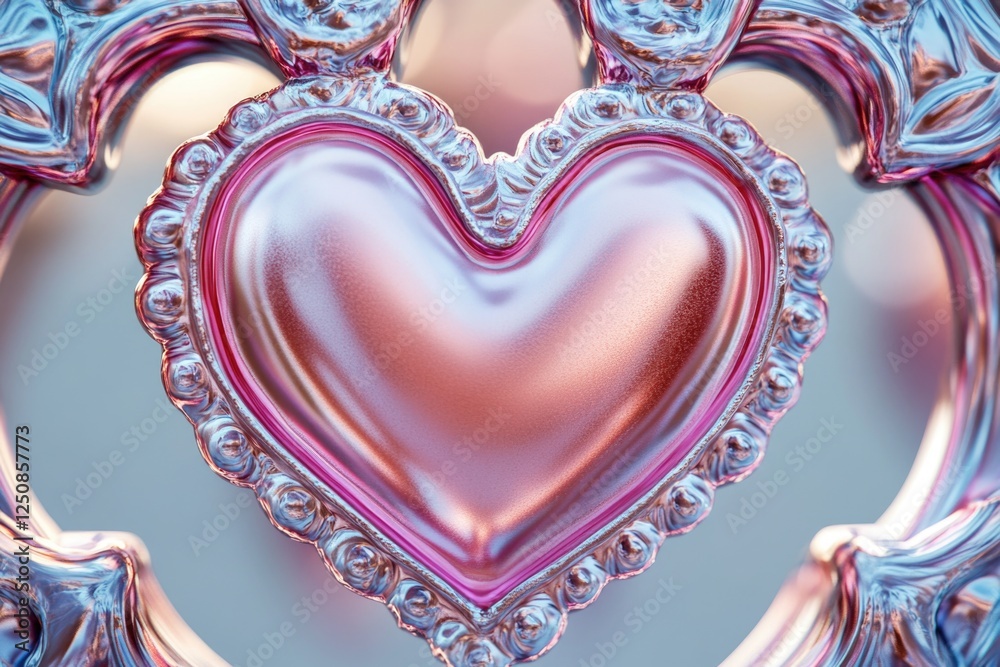 Aufkleber a heart-shaped object is displayed in a mirror frame, perfect for decorating or gifting