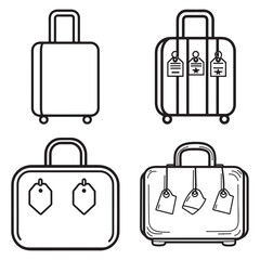 Travel Suitcase Icons Luggage Tags Design