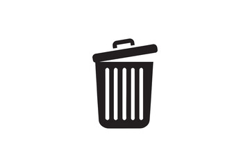 trash can vector silhouette isolated in white background