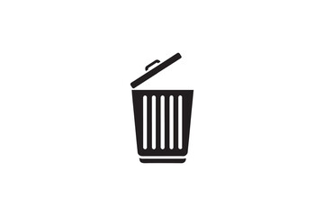 trash can vector silhouette isolated in white background