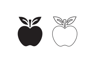 Apple vector silhouette isolated in white background