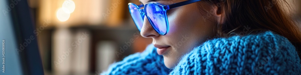 Aufkleber a person examining a computer screen with glasses on