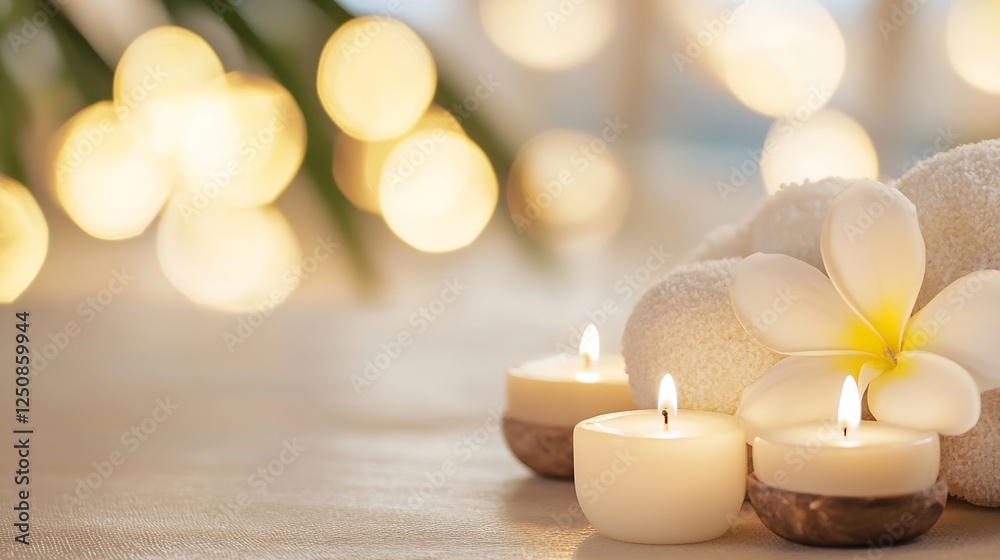Aufkleber Serene candle display with soft light creating a peaceful ambiance for relaxation and tranquility : Generative AI