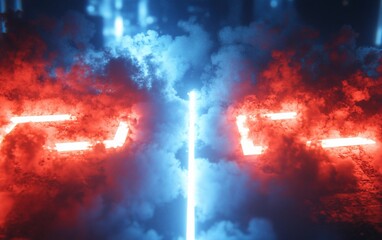 Neon lights through smoke,  abstract background,  futuristic scene,  for digital art