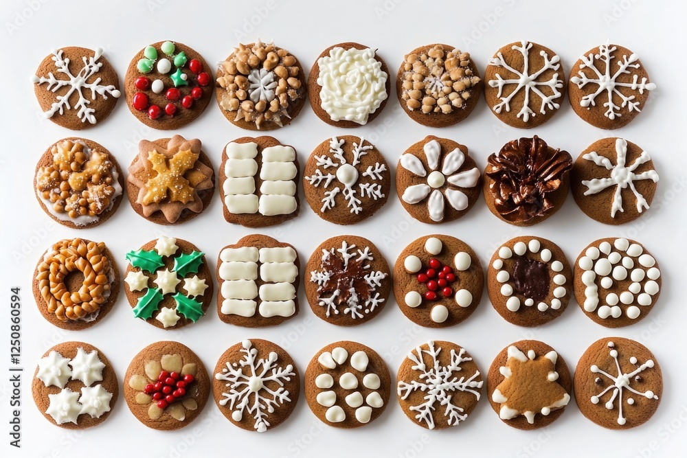 Poster a table filled with cookies covered in frosting, perfect for a snack or dessert